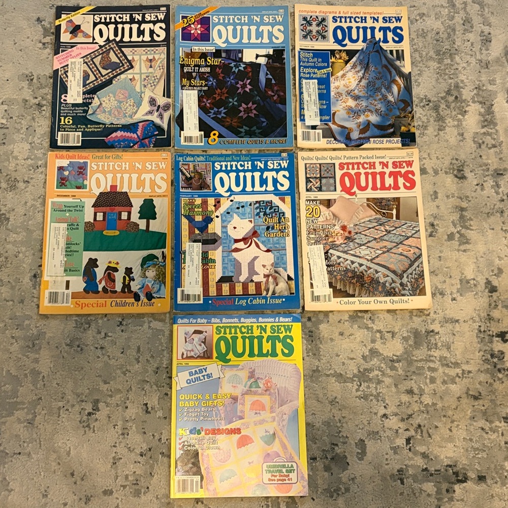 7! Stitch ‘N Sew Quilts Magazines Variety Publications Between 1988-1992